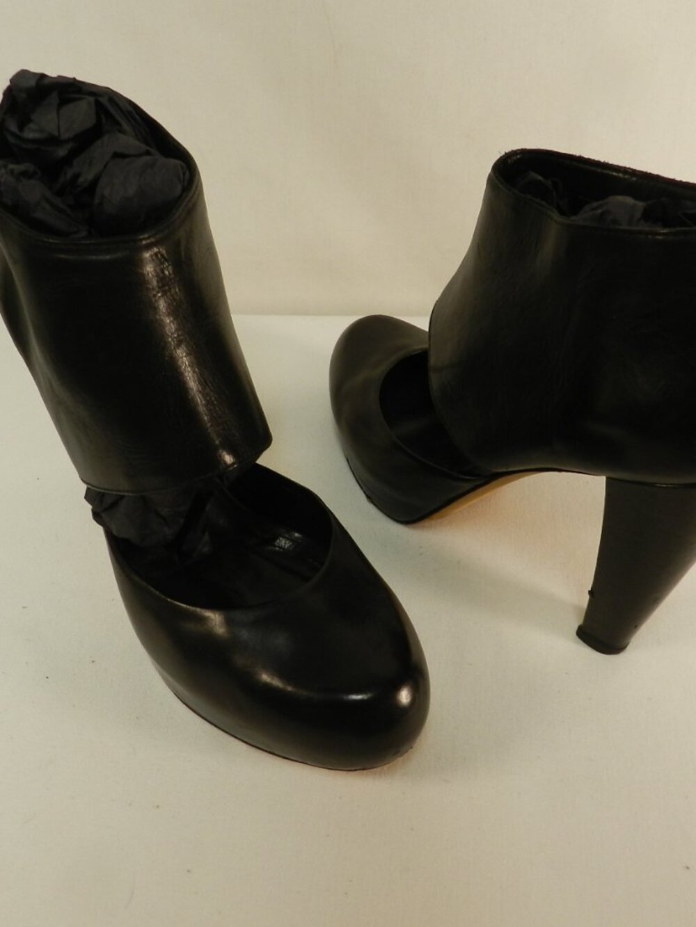 Loeffler Randall YVETTE Leather Cutout Bootie Platform Heels Italy black Sz 7.5